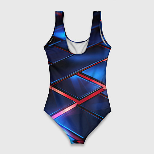 Женский купальник-боди Синие абстрактные плиты / 3D-принт – фото 2