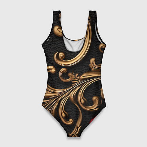 Женский купальник-боди Золотые абстрактные узоры / 3D-принт – фото 2