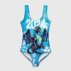 Купальник-боди 3D женский 2024 синий дракон, цвет: 3D-принт