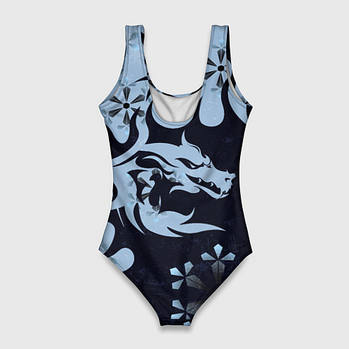 Женский купальник-боди Дракон со снежинками / 3D-принт – фото 2