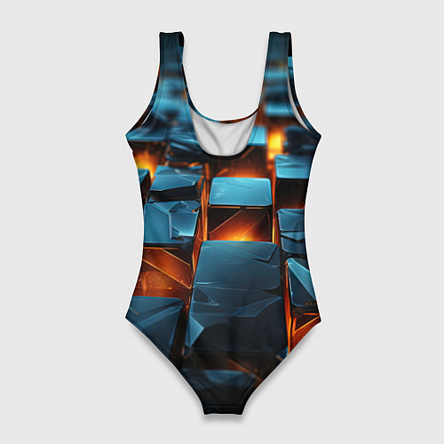Женский купальник-боди Темные плитки в лаве / 3D-принт – фото 2