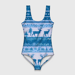 Женский купальник-боди Синие олени