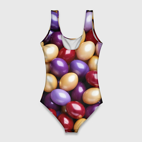 Женский купальник-боди Красные и фиолетовые пасхальные яйца / 3D-принт – фото 2
