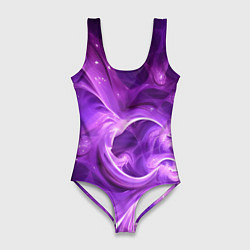 Купальник-боди 3D женский Фиолетовая фрактальная абстракция, цвет: 3D-принт