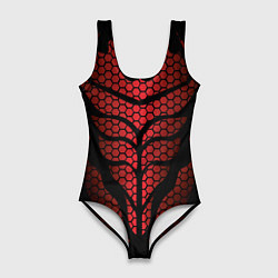 Женский купальник-боди Доспехи с красным отливом