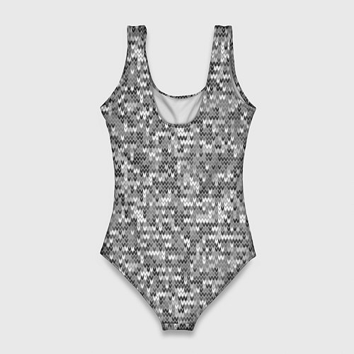 Женский купальник-боди Узор серого вязанного трикотажа меланж / 3D-принт – фото 2