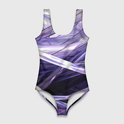 Купальник-боди 3D женский Фиолетовые прозрачные полосы, цвет: 3D-принт