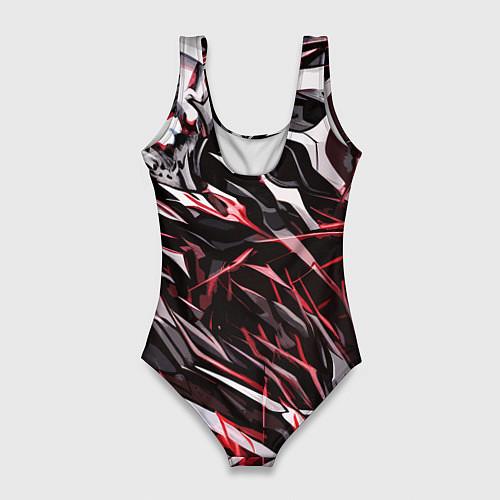 Женский купальник-боди Острый металл красный / 3D-принт – фото 2