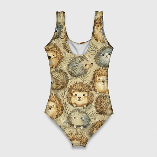 Женский купальник-боди Паттерн лесной ежик / 3D-принт – фото 2