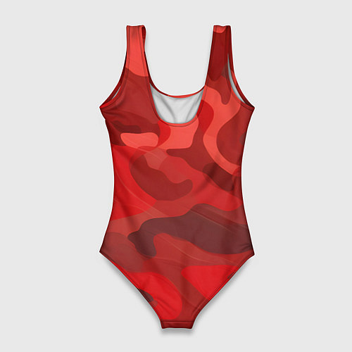 Женский купальник-боди Красный камуфляж крупный / 3D-принт – фото 2