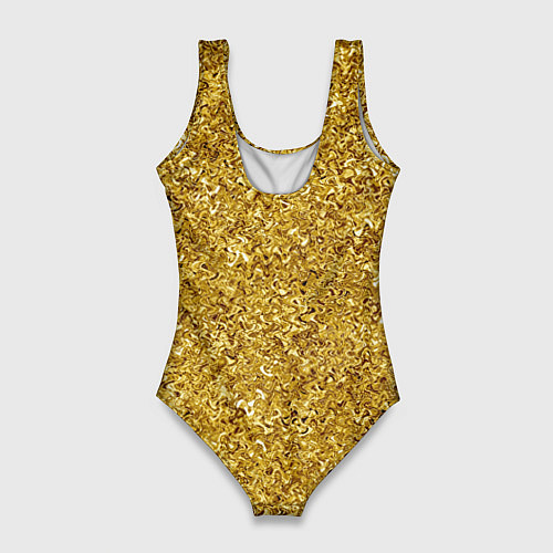 Женский купальник-боди Золотой волнистый с переливами / 3D-принт – фото 2