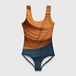 Женский купальник-боди Оранжевая и синяя абстракция