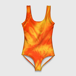 Купальник-боди 3D женский Солнечный огонь абстракция, цвет: 3D-принт