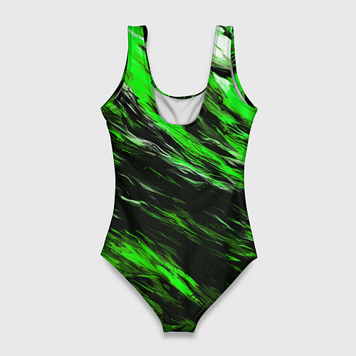 Женский купальник-боди Чёрная и зелёная буря / 3D-принт – фото 2