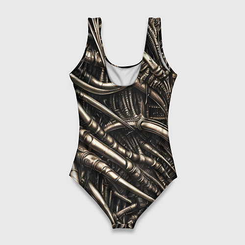 Женский купальник-боди Серые трубки чужих / 3D-принт – фото 2