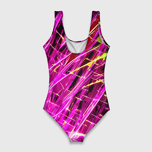 Женский купальник-боди Розовые энергетические линии / 3D-принт – фото 2