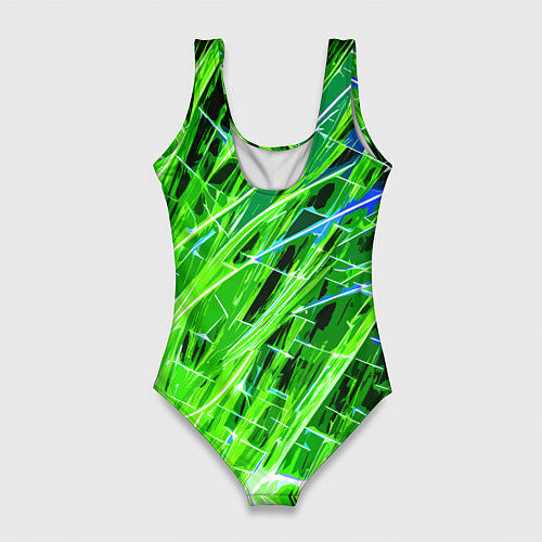 Женский купальник-боди Зелёные энергетические линии / 3D-принт – фото 2