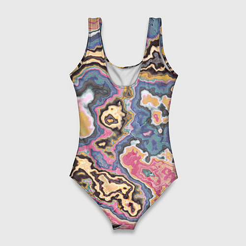 Женский купальник-боди Мраморный узор разноцветный / 3D-принт – фото 2