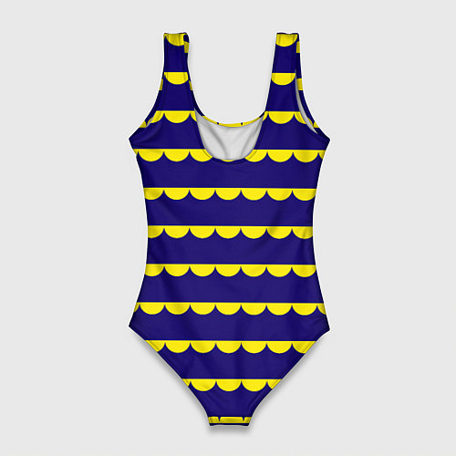 Женский купальник-боди Паттерн полосный желтый на темно синем фоне / 3D-принт – фото 2