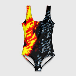 Купальник-боди 3D женский Текстура огня и воды, цвет: 3D-принт