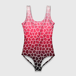 Купальник-боди 3D женский Крупная мозаика розовый градиент, цвет: 3D-принт