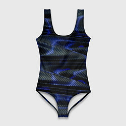 Женский купальник-боди Темно синие карбоновые волны