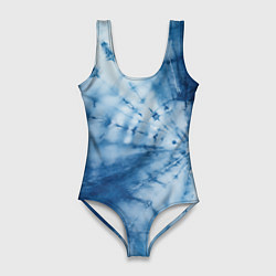 Женский купальник-боди Синяя абстракция паутина