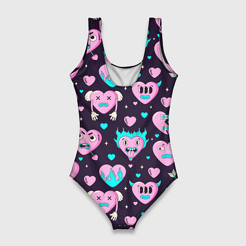 Женский купальник-боди Паттерн с арт сердцами / 3D-принт – фото 2