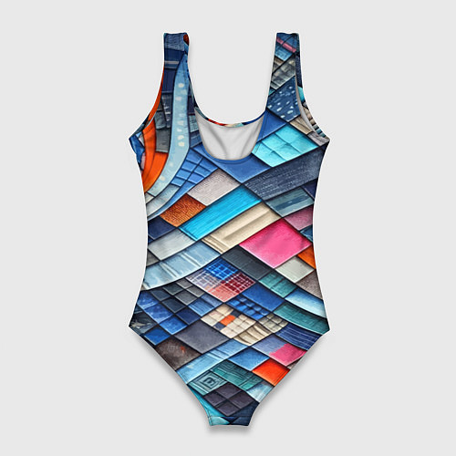 Женский купальник-боди Абстрактный авангардный пэчворк - нейросеть / 3D-принт – фото 2