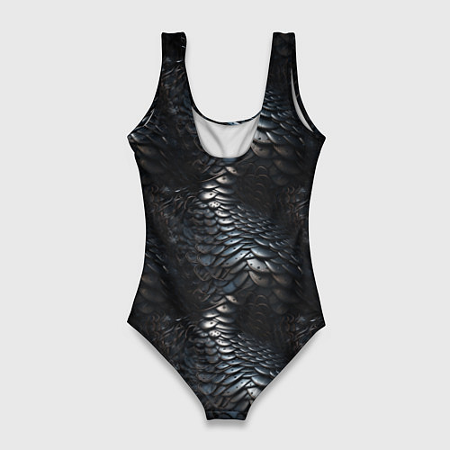 Женский купальник-боди Блестящая металлическая броня / 3D-принт – фото 2
