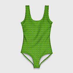 Женский купальник-боди Кислотный зелёный имитация сетки
