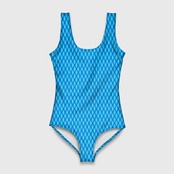Купальник-боди 3D женский Паттерн яркий сине-голубой, цвет: 3D-принт