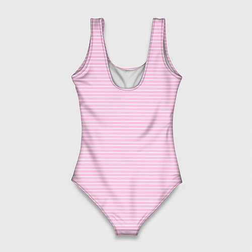 Женский купальник-боди Светлый розовый в белую полоску / 3D-принт – фото 2