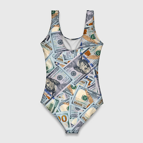 Женский купальник-боди Банкноты сто долларов / 3D-принт – фото 2