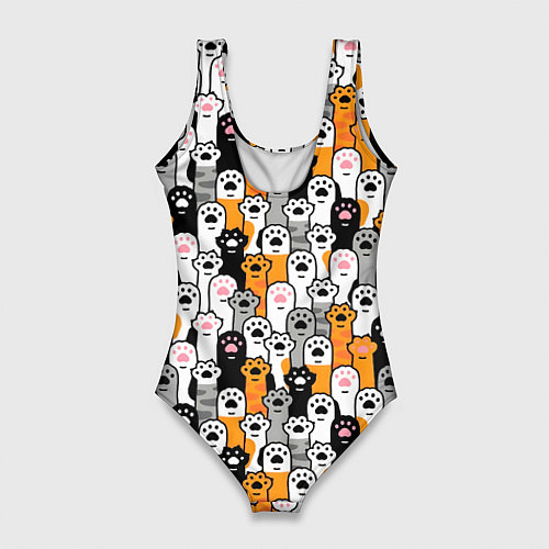 Женский купальник-боди Кошачьи лапы / 3D-принт – фото 2