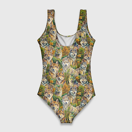 Женский купальник-боди Паттерн волчьих морд / 3D-принт – фото 2