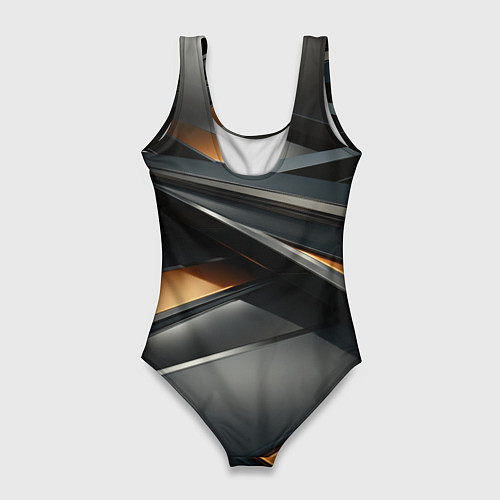 Женский купальник-боди Черная абстракция геометрия / 3D-принт – фото 2