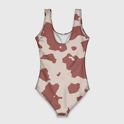 Женский купальник-боди Коровий паттерн коричневого цвета / 3D-принт – фото 2