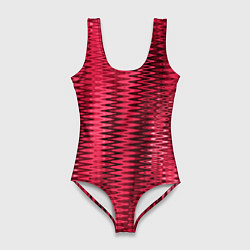 Женский купальник-боди Тёмно-розовый абстрактные полосы