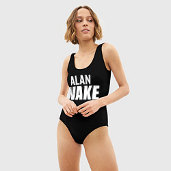 Купальник-боди 3D женский Alan Wake white logo, цвет: 3D-принт — фото 2