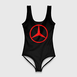 Купальник-боди 3D женский Mercedes logo red, цвет: 3D-принт
