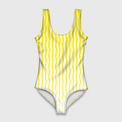 Купальник-боди 3D женский Вертикальные волнистые линии, цвет: 3D-принт