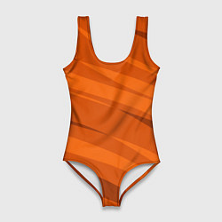 Женский купальник-боди Тёмный оранжевый полосами