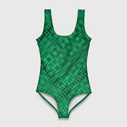 Женский купальник-боди Насыщенный зелёный текстурированный