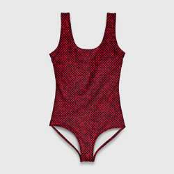 Купальник-боди 3D женский Текстурированный красно-чёрный, цвет: 3D-принт
