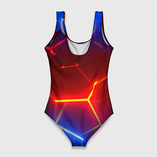 Женский купальник-боди Светящиеся лавой неоновые плиты в разломе / 3D-принт – фото 2