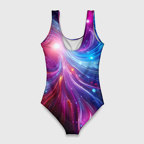 Женский купальник-боди Неоновая абстракция - нейросеть / 3D-принт – фото 2