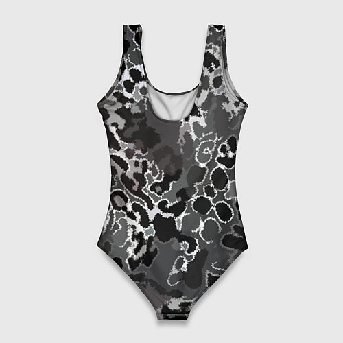 Женский купальник-боди Чёрно-серый абстракция / 3D-принт – фото 2