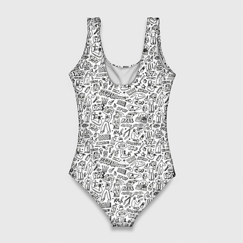 Женский купальник-боди Дудл граффити рэперское - паттерн / 3D-принт – фото 2