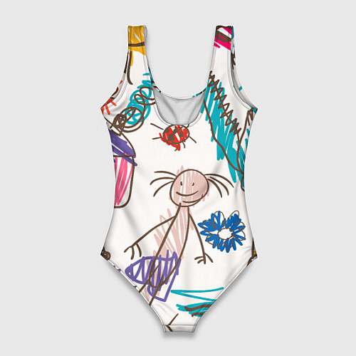 Женский купальник-боди Детский принт / 3D-принт – фото 2